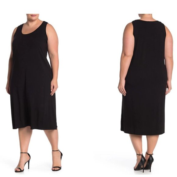 Women's Plus 1X Philosophy Midi Tank Wine Dress Scoop Neck Soft Knit - Picture 7 of 7